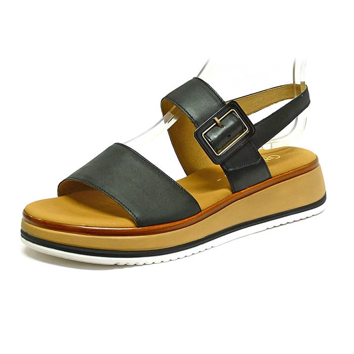 sandales femme grande taille du 40 au 48, cuir lisse noir, talon de 3 à 4 cm, mode tendance confort detente, chaussures pour l'été