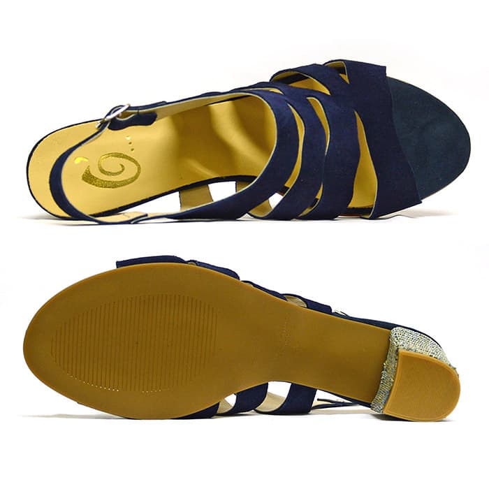 sandales femme grande taille du 40 au 48, velours bleu, talon de 7 à 8 cm, mode habillee sandales talons hauts, chaussures pour l'été