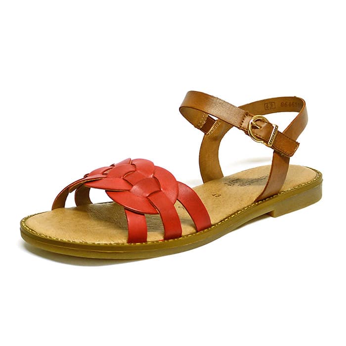 sandales femme grande taille du 40 au 48, cuir lisse rouge, talon de 0,5 à 2 cm, sandales plates souples confort detente, chaussures pour l'été