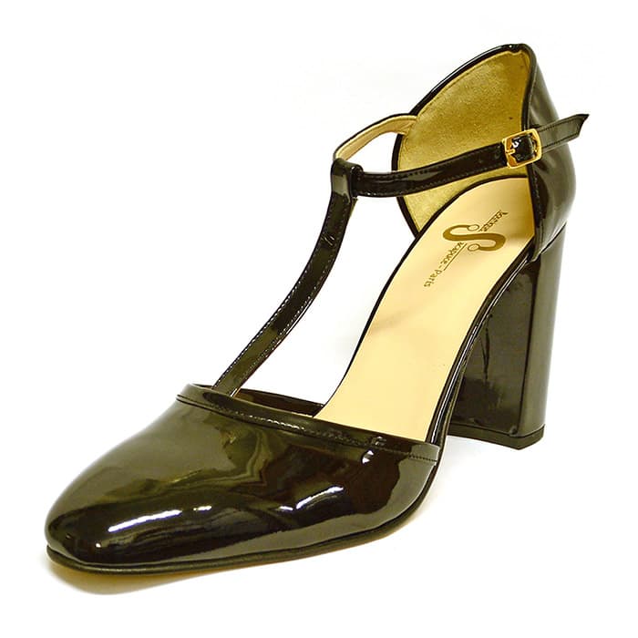 sandales femme grande taille du 40 au 48, vernis noir, talon de  9 cm et plus, mode talon haut habillee sandales talons hauts, chaussures pour l'été