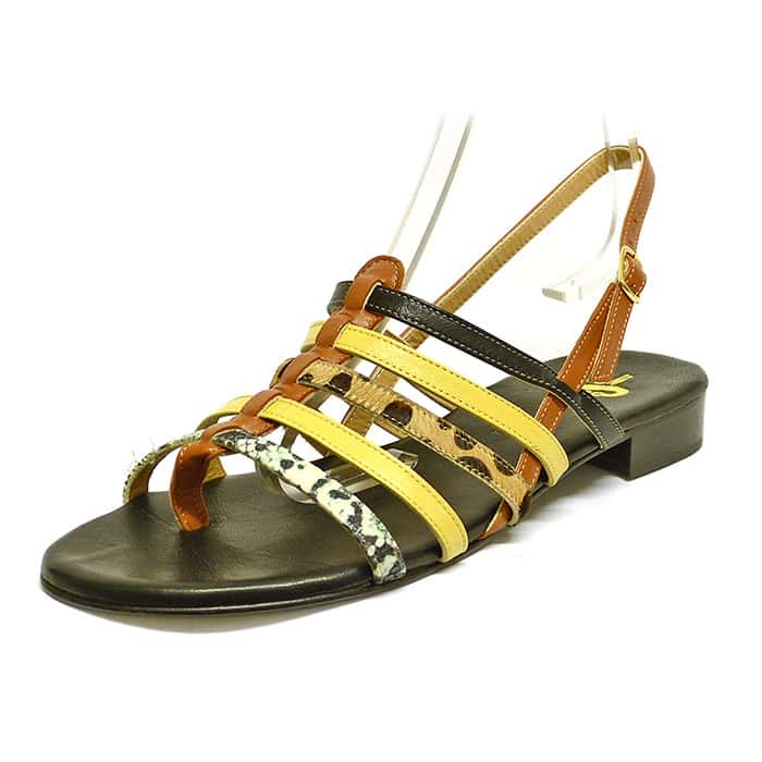 sandales femme grande taille du 40 au 48, cuir lisse multicolore, talon de 0,5 à 2 cm, sandales plates detente, chaussures pour l'été