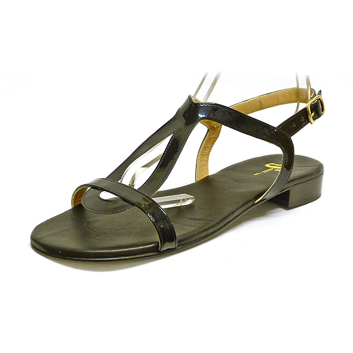 sandales femme grande taille du 40 au 48, vernis noir, talon de 0,5 à 2 cm, plates sandales plates detente, chaussures pour l'été