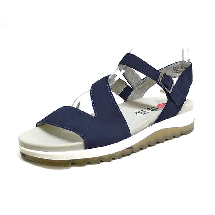 sandales femme grande taille du 40 au 48, nubuck bleu, talon de 3 à 4 cm, plates confort detente, chaussures pour l'été