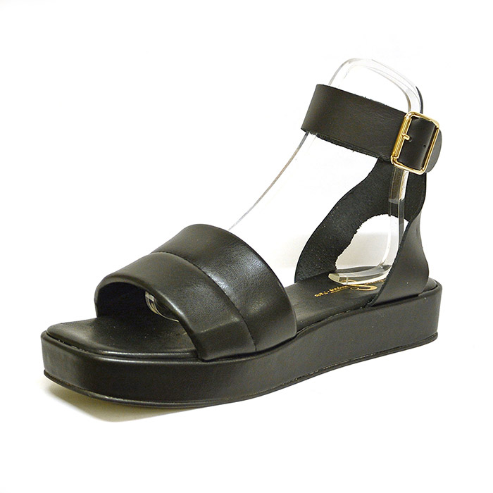sandales femme grande taille du 40 au 48, cuir lisse noir, talon de 3 à 4 cm, mode tendance detente talons compensés, chaussures pour l'été