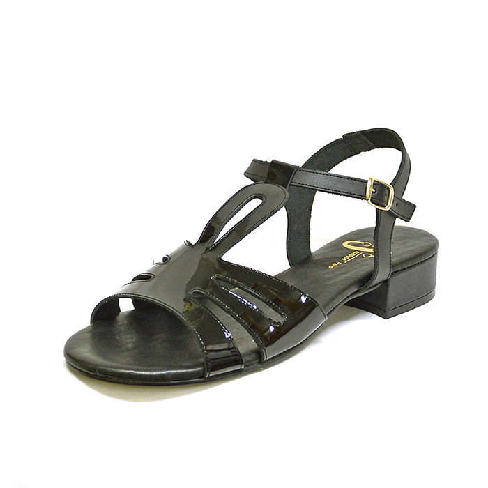 sandales femme grande taille du 40 au 48, vernis noir, talon de 0,5 à 2 cm, sandales plates detente, chaussures pour l'été