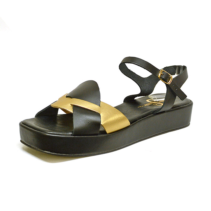 sandales femme grande taille du 40 au 48, cuir lisse noir platine, talon de 3 à 4 cm, mode tendance talons compensés, toutes saisons