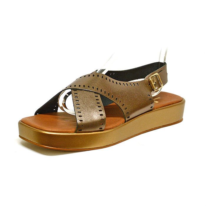 sandales femme grande taille du 40 au 48, cuir lisse bronze, talon de 3 à 4 cm, mode tendance talons compensés, chaussures pour l'été