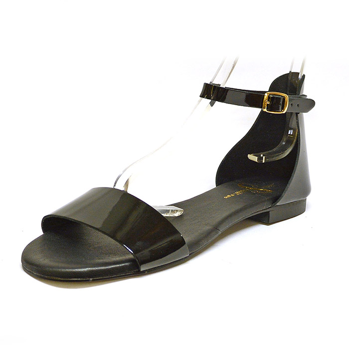 sandales femme grande taille du 40 au 48, vernis noir, talon de 0,5 à 2 cm, sandales plates detente, chaussures pour l&#039;été