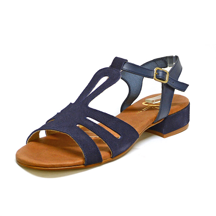 sandales femme grande taille du 40 au 48, cuir lisse bleu, talon de 0,5 à 2 cm, detente, chaussures pour l'été