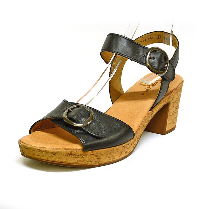 sandales femme grande taille du 40 au 48, cuir lisse noir, talon de 7 à 8 cm, à patins mode tendance sandales talons hauts confort detente, chaussures pour l'été
