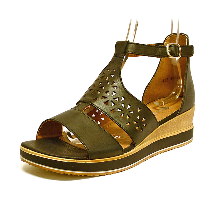 sandalettes femme grande taille du 40 au 48, cuir lisse noir, talon de 5 à 6 cm, detente talons compensés, chaussures pour l'été