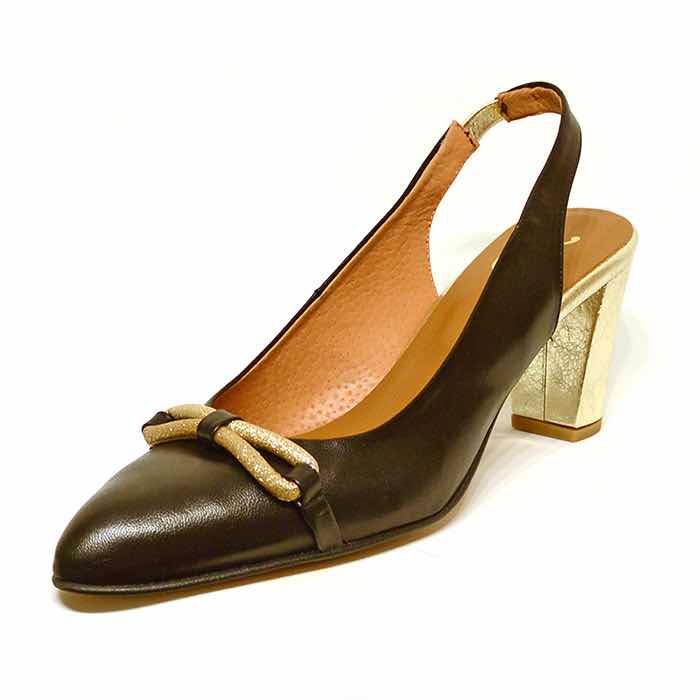 sandales femme grande taille du 40 au 48, cuir lisse noir or, talon de 7 à 8 cm, habillee sandales talons hauts, chaussures pour l&#039;été