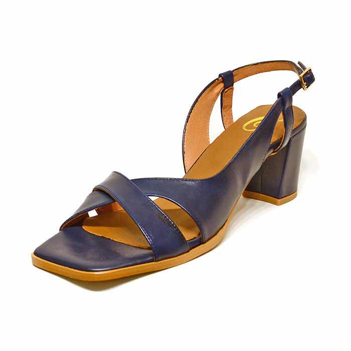 sandales femme grande taille du 40 au 48, cuir lisse bleu, talon de 5 à 6 cm, mode habillee sandales talons hauts, chaussures pour l'été
