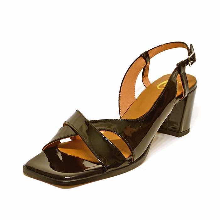 sandales femme grande taille du 40 au 48, vernis noir, talon de 5 à 6 cm, mode habillee sandales talons hauts, chaussures pour l'été