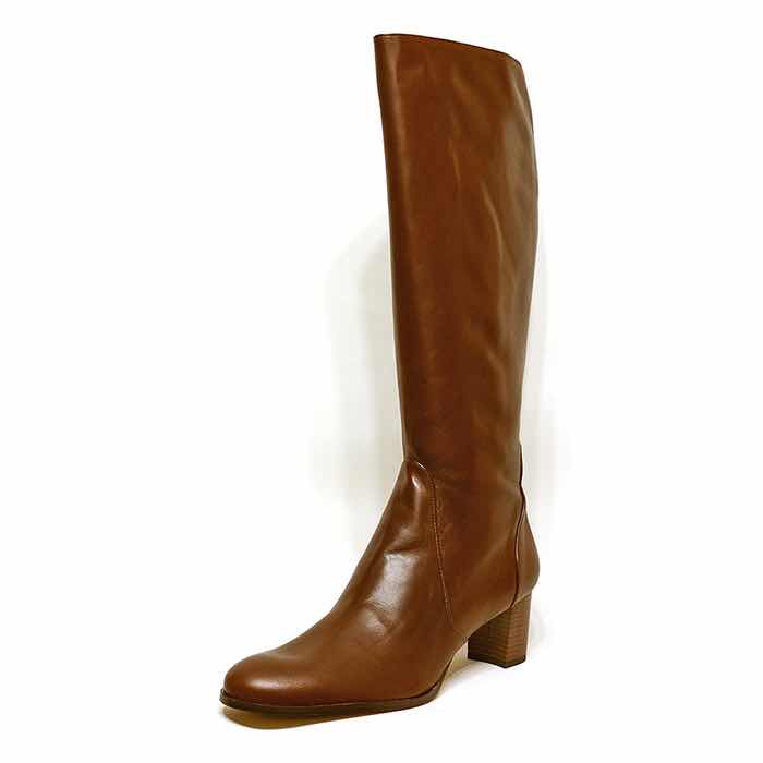 bottes femme grande taille du 40 au 48, cuir lisse marron, talon de 5 à 6 cm, habillee bottes talons hauts, hiver