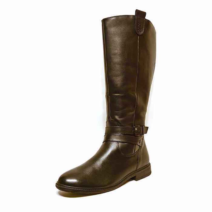 bottes femme grande taille du 40 au 48, cuir lisse noir, talon de 0,5 à 2 cm, plates souples confort pied large, hiver