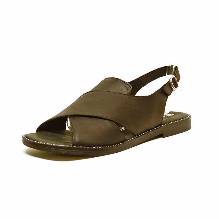 sandales femme grande taille du 40 au 48, cuir lisse noir, talon de 0,5 à 2 cm, plates sandales plates souples detente, toutes saisons