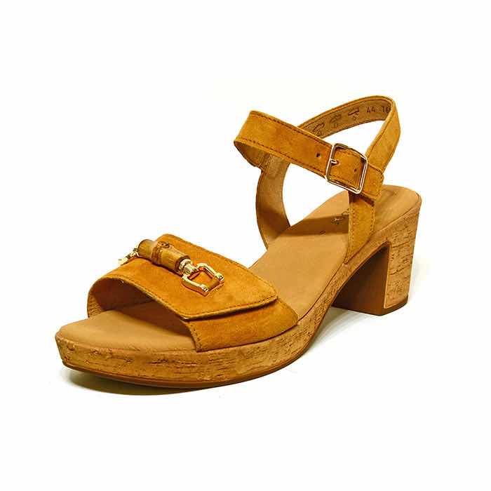 sandales femme grande taille du 40 au 48, velours camel, talon de 7 à 8 cm, mode sandales talons hauts confort detente, chaussures pour l'été