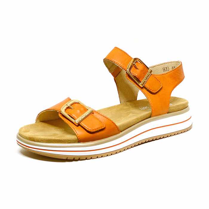 sandalettes femme grande taille du 40 au 48, cuir lisse orange, talon de 3 à 4 cm, mode plates sandales plates confort detente, chaussures pour l'été
