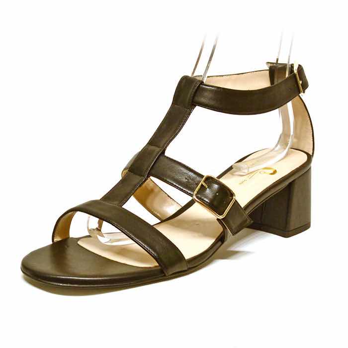 sandales femme grande taille du 40 au 48, cuir grainé noir, talon de 5 à 6 cm, mode habillee detente, chaussures pour l'été