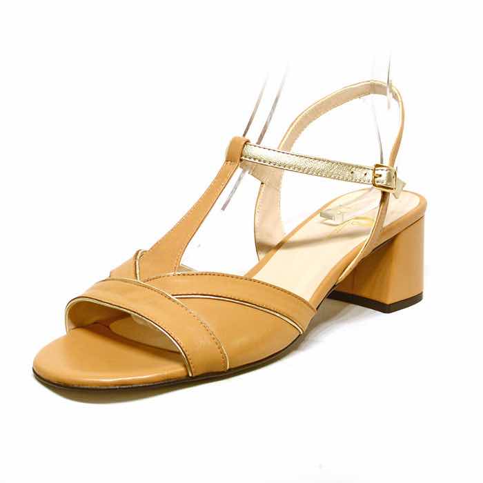 sandales femme grande taille du 40 au 48, cuir grainé beige camel, talon de 5 à 6 cm, mode habillee detente, chaussures pour l&#039;été