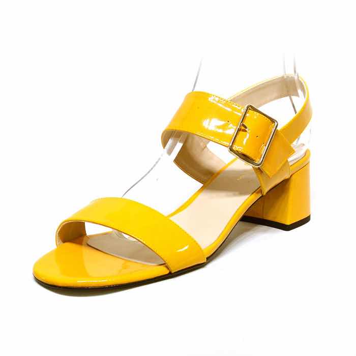 sandales femme grande taille du 40 au 48, cuir lisse jaune, talon de 5 à 6 cm, mode habillee detente, chaussures pour l'été