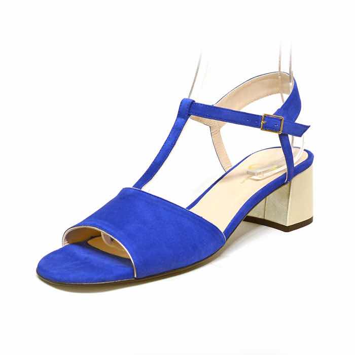 sandales femme grande taille du 40 au 48, velours bleu, talon de 5 à 6 cm, mode habillee detente, chaussures pour l'été