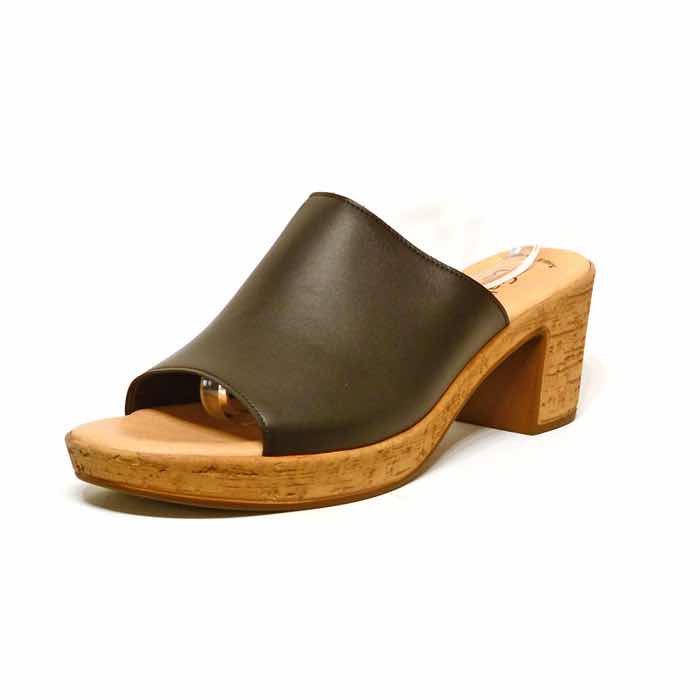 mules femme grande taille du 40 au 48, cuir lisse noir, talon de 7 à 8 cm, à patins mode tendance sandales talons hauts confort detente, chaussures pour l'été