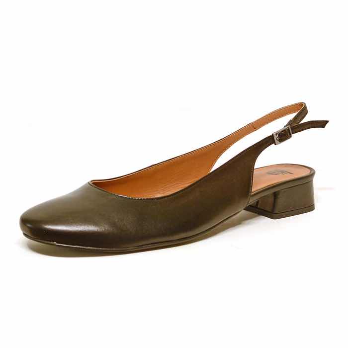 sandales femme grande taille du 40 au 48, cuir lisse noir, talon de 3 à 4 cm, habillee, toutes saisons