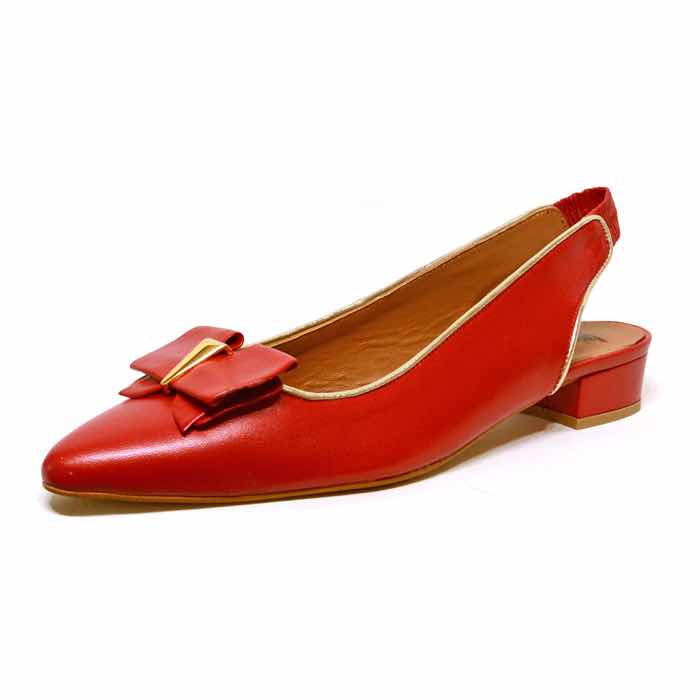 sandales femme grande taille du 40 au 48, cuir lisse rouge, talon de 3 à 4 cm, bout pointu de soiree mode habillee, toutes saisons