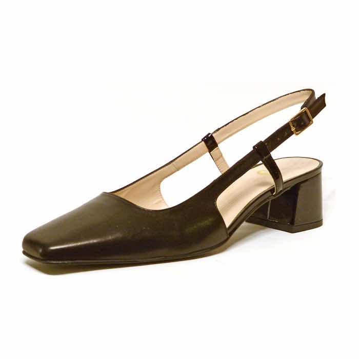sandales femme grande taille du 40 au 48, cuir lisse noir, talon de 5 à 6 cm, mode habillee, chaussures pour l'été