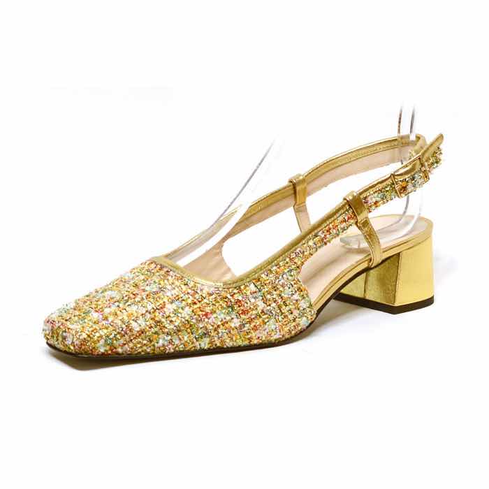 sandales femme grande taille du 40 au 48,  multicolore or, talon de 5 à 6 cm, mode tendance habillee, chaussures pour l&#039;été