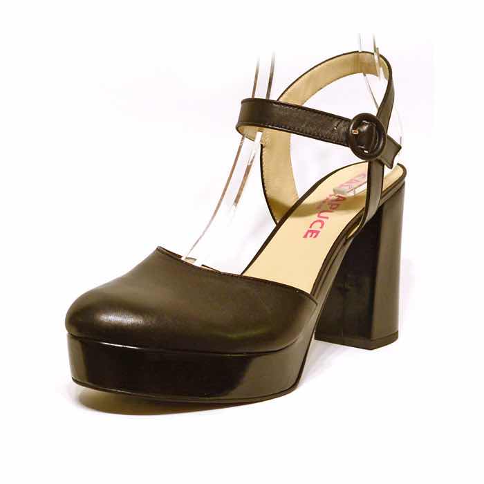 sandales femme grande taille du 40 au 48, cuir lisse noir, talon de  9 cm et plus, à patins tendance gay habillee sandales talons hauts, toutes saisons