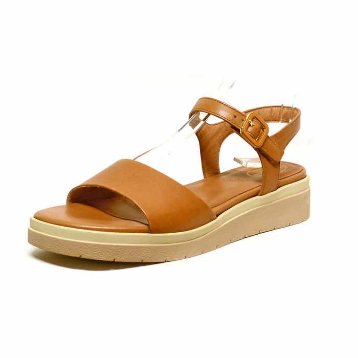 sandalettes femme grande taille du 40 au 48, cuir lisse camel, talon de 3 à 4 cm, confort detente talons compensés, chaussures pour l'été