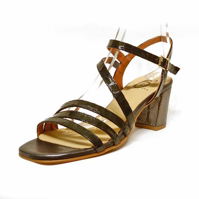 sandales femme grande taille du 40 au 48, croco gris noir, talon de 7 à 8 cm, mode habillee sandales talons hauts, chaussures pour l'été