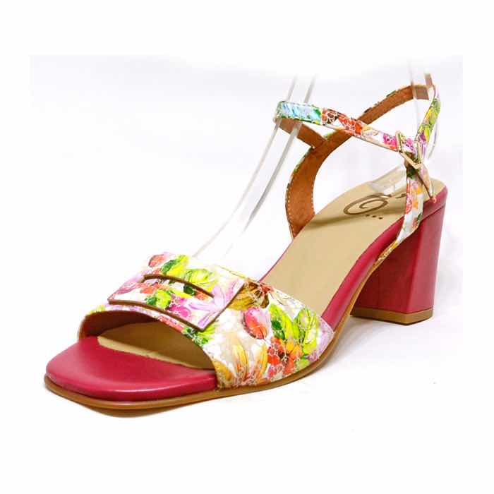 sandales femme grande taille du 40 au 48, cuir lisse multicolore rose, talon de 7 à 8 cm, habillee sandales talons hauts, chaussures pour l'été