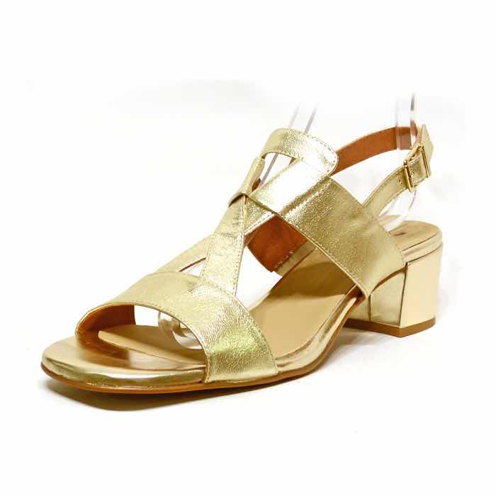 sandales femme grande taille du 40 au 48, cuir lisse or, talon de 5 à 6 cm, habillee, chaussures pour l&#039;été