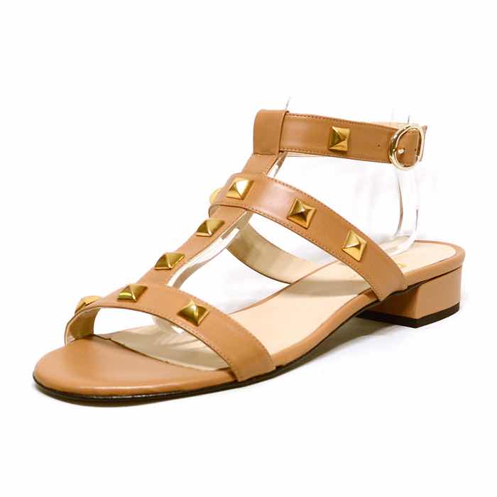 sandales femme grande taille du 40 au 48, cuir lisse camel, talon de 3 à 4 cm, mode sandales plates, chaussures pour l&#039;été