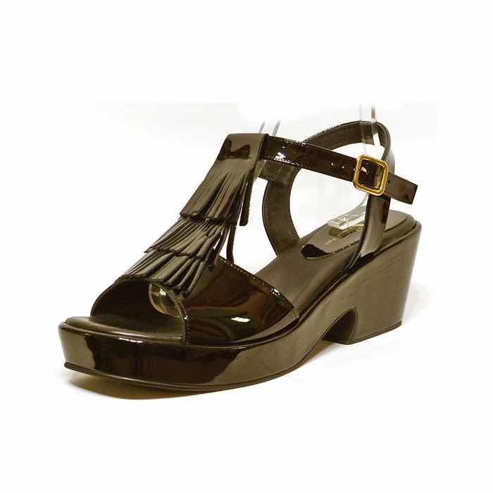 sandales femme grande taille du 40 au 48, vernis noir, talon de 7 à 8 cm, à patins mode tendance detente, chaussures pour l&#039;été