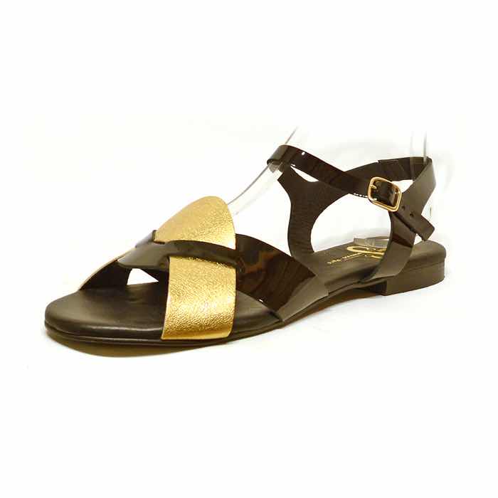 sandalettes femme grande taille du 40 au 48, cuir grainé metallise noir platine or, talon de 0,5 à 2 cm, mode sandales plates detente, chaussures pour l&#039;été