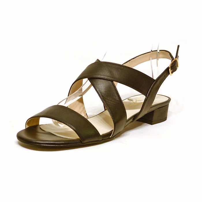 sandales femme grande taille du 40 au 48, cuir lisse noir, talon de 0,5 à 2 cm, , chaussures pour l&#039;été