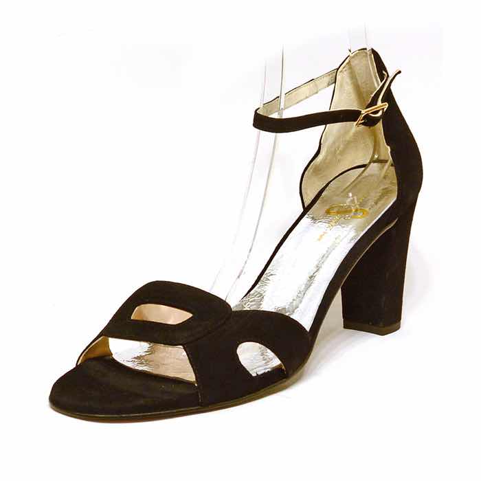 sandales femme grande taille du 40 au 48, velours noir, talon de 7 à 8 cm, mode talon haut habillee sandales talons hauts, chaussures pour l&#039;été