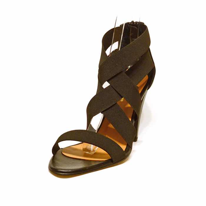 sandales femme grande taille du 40 au 48, cuir lisse noir, talon de  9 cm et plus, mode sandales talons hauts fantaisie, chaussures pour l&#039;été