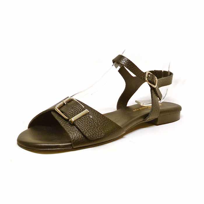 sandalettes femme grande taille du 40 au 48, cuir grainé noir, talon de 0,5 à 2 cm, plates sandales plates souples detente, chaussures pour l&#039;été