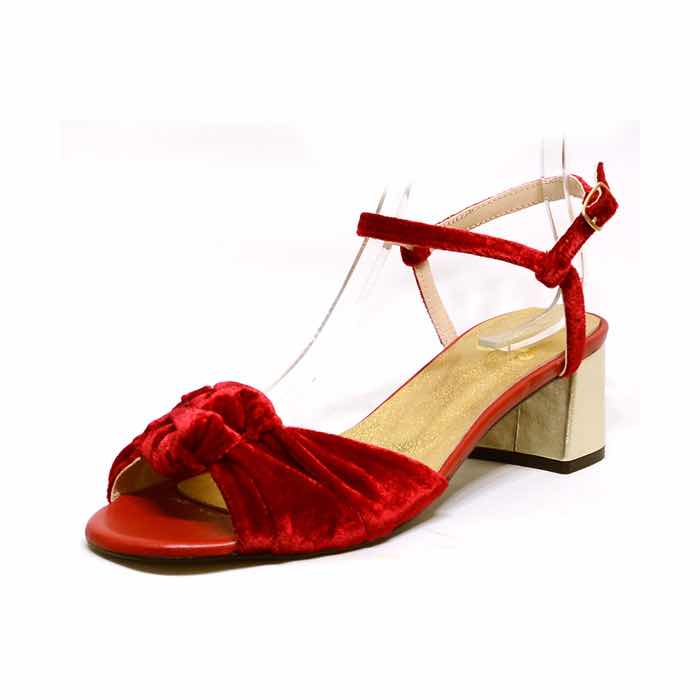 sandales femme grande taille du 40 au 48, velours rouge, talon de 5 à 6 cm, mode tendance habillee, chaussures pour l&#039;été