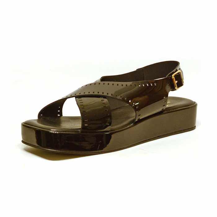 sandalettes femme grande taille du 40 au 48, vernis noir, talon de 3 à 4 cm, mode tendance talons compensés, chaussures pour l&#039;été