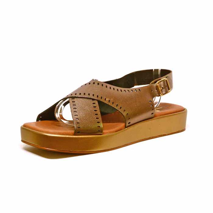 sandalettes femme grande taille du 40 au 48, cuir lisse bronze, talon de 3 à 4 cm, mode tendance talons compensés, chaussures pour l&#039;été
