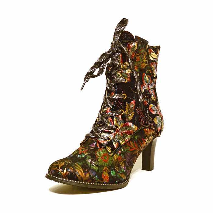 bottines femme grande taille du 40 au 48, à fleurs metallise multicolore noir, talon de 7 à 8 cm, bottines talon haut mode talon haut tendance bottines bottillons fantaisie, automne