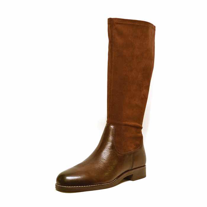 bottes femme grande taille du 40 au 48, cuir lisse marron, talon de 3 à 4 cm, pied large bottes mollets larges, hiver