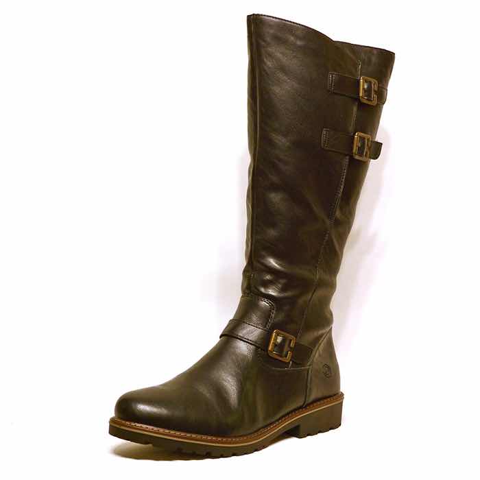 bottes femme grande taille du 40 au 48, cuir lisse noir, talon de 3 à 4 cm, confort bottes mollets larges, hiver